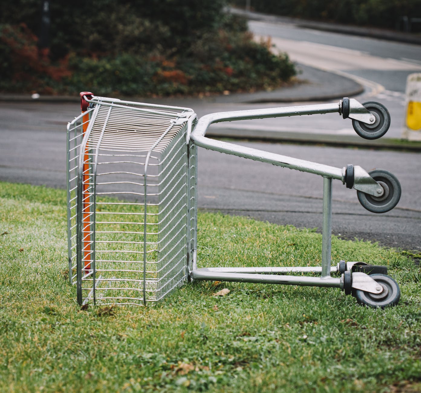 photo of abandoned shopping cart on grass