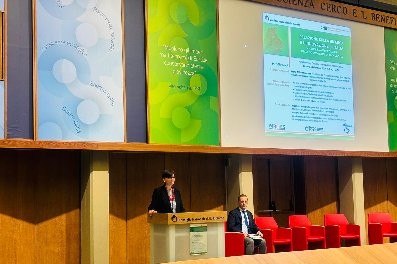 L'intervento di Maria Chiara Carrozza alla presentazione del IV Rapporto CNR sullo stato della Ricerca in Italia.